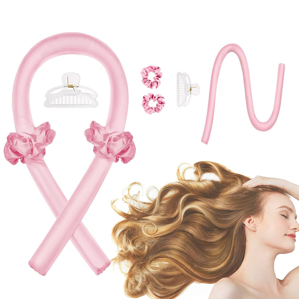 Heatless Curling Rod Headband, No Heat Silk Ribbon Rollers for Overnight Sleeping Curls, Styling Kit with Hair Clips and Scrunchie