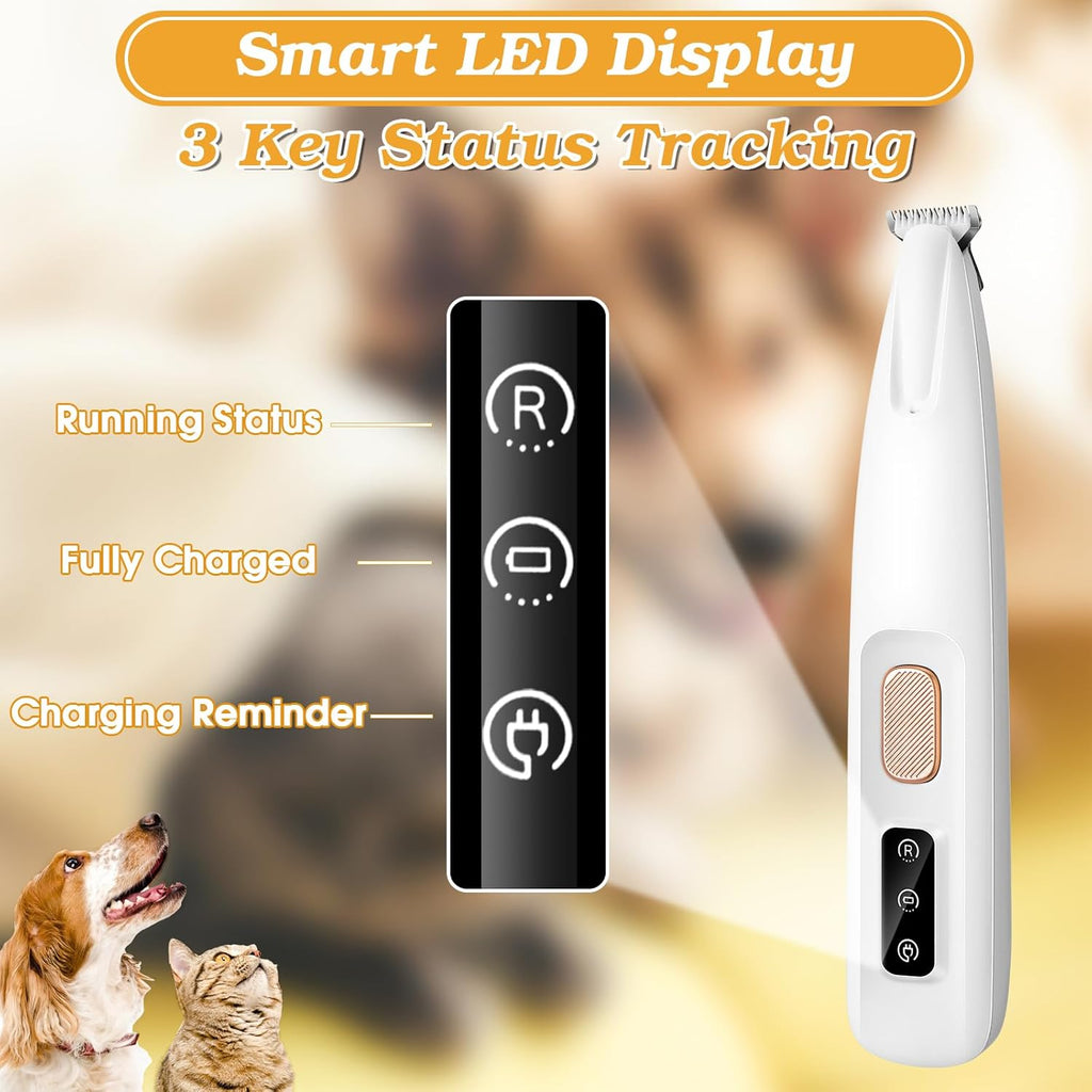 Dog Paw Trimmer, Upgraded 18Mm-Blade Electric Dog Clippers for Groomming-With Led Display, Waterproof Pet Micro Precisiion Trimmer, Rechargeable Hair Shaver for Paws, Ears, Face, Rump-And Eyes