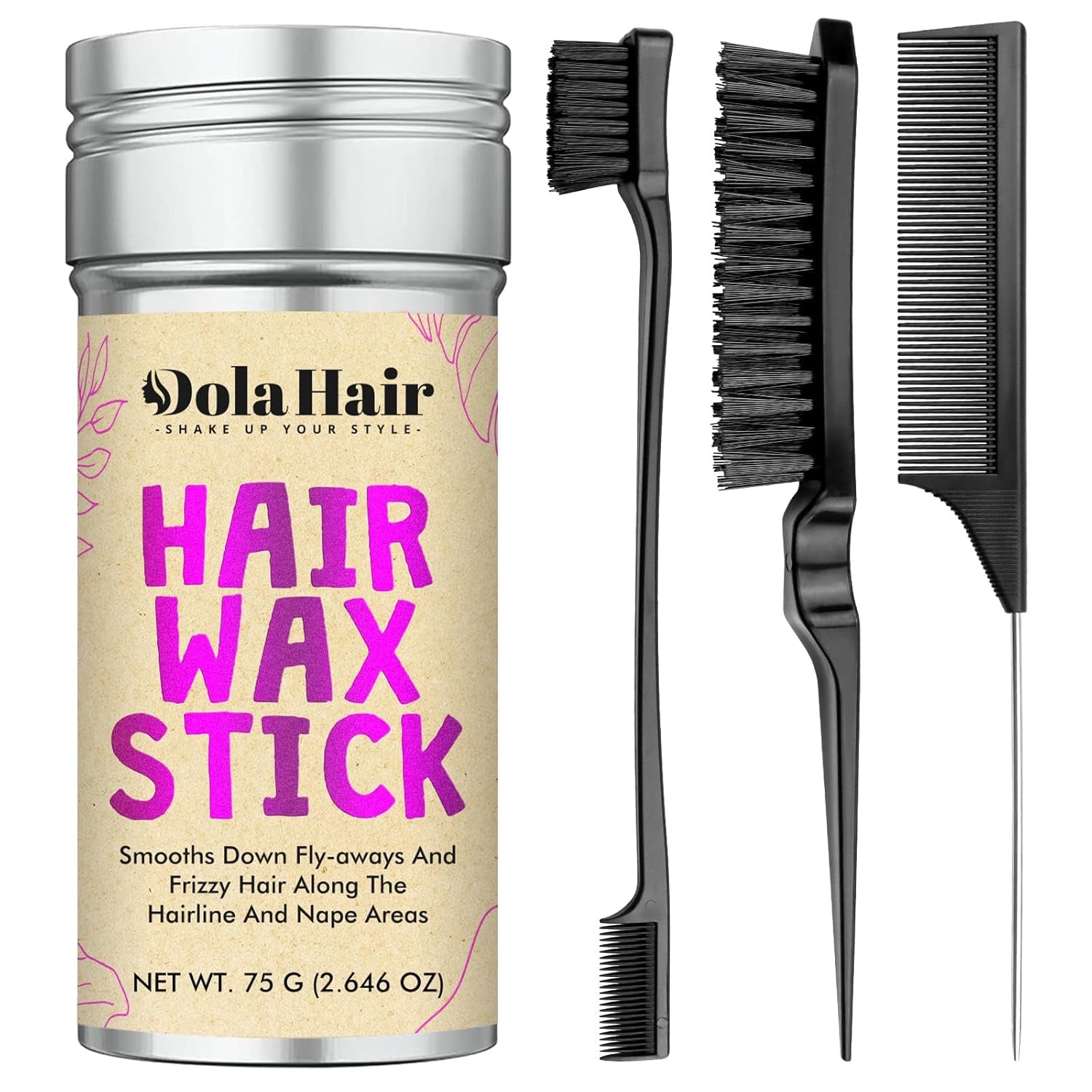Hair Wax Stick - Flyaway Control and Styling Pomade for Kids, Women, and Men - Accessorie Slick Back Hair Brush Kit Hair Bun Maker (Pack of 4)