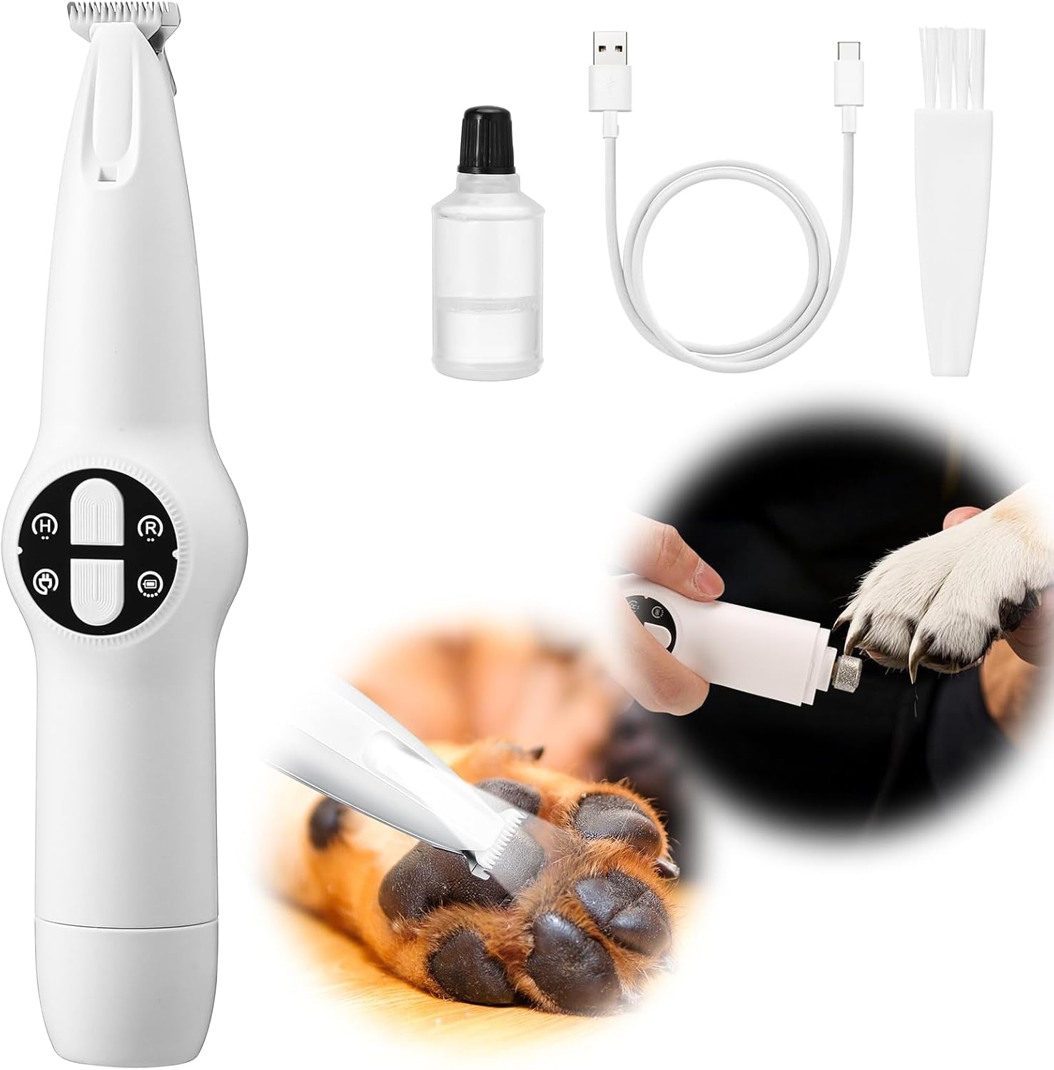 Dog Paw Trimmer, Upgraded 18Mm-Blade Electric Dog Clippers for Groomming-With Led Display, Waterproof Pet Micro Precisiion Trimmer, Rechargeable Hair Shaver for Paws, Ears, Face, Rump-And Eyes