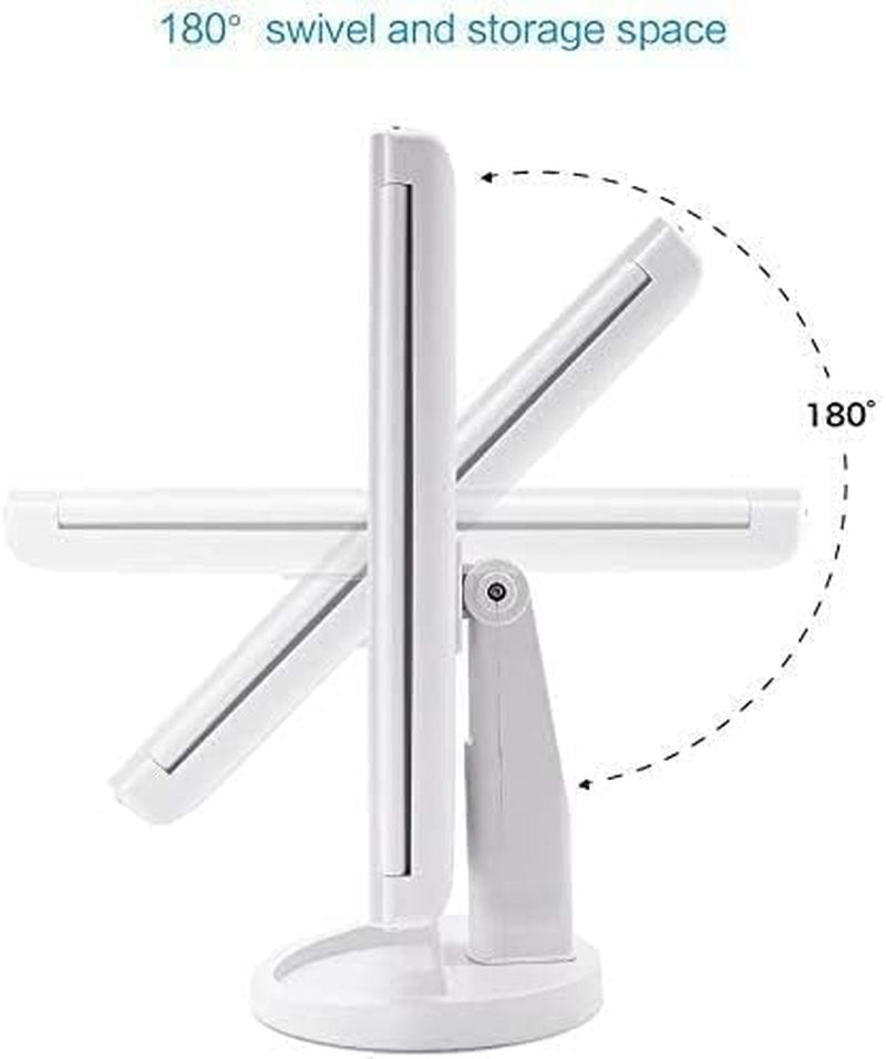 Tri-Fold Lighted Vanity Makeup Mirror with 3X/2X Magnification,21 Leds Light and Touch Screen,180 Degree Free Rotation Countertop Cosmetic Mirror,Travel (White)