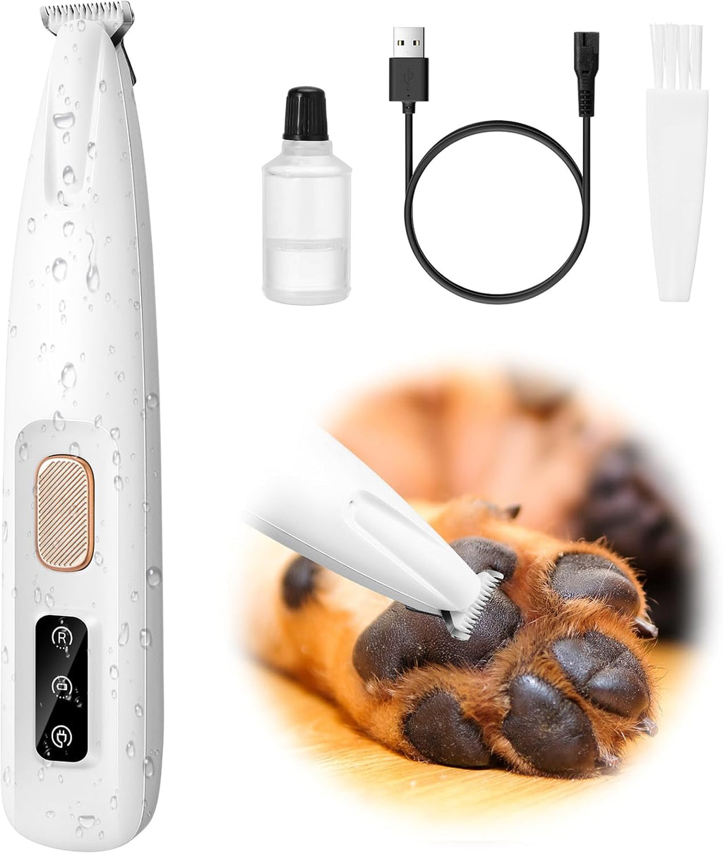 Dog Paw Trimmer, Upgraded 18Mm-Blade Electric Dog Clippers for Groomming-With Led Display, Waterproof Pet Micro Precisiion Trimmer, Rechargeable Hair Shaver for Paws, Ears, Face, Rump-And Eyes