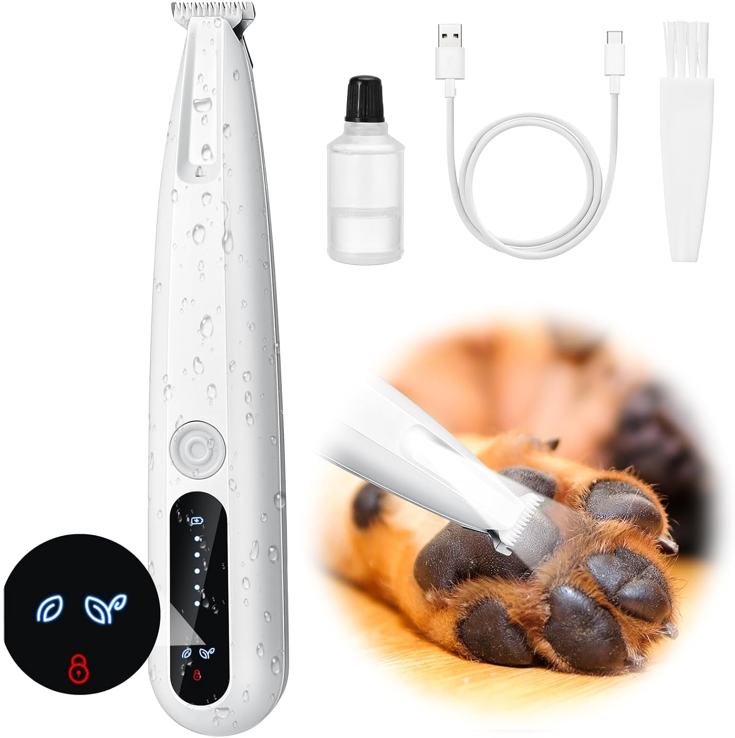 Dog Paw Trimmer, Upgraded 18Mm-Blade Electric Dog Clippers for Groomming-With Led Display, Waterproof Pet Micro Precisiion Trimmer, Rechargeable Hair Shaver for Paws, Ears, Face, Rump-And Eyes