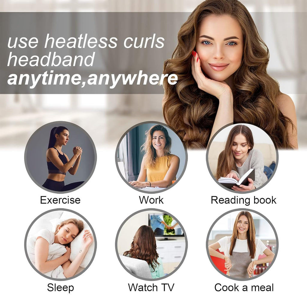 Heatless Curling Rod Headband, No Heat Silk Ribbon Rollers for Overnight Sleeping Curls, Styling Kit with Hair Clips and Scrunchie