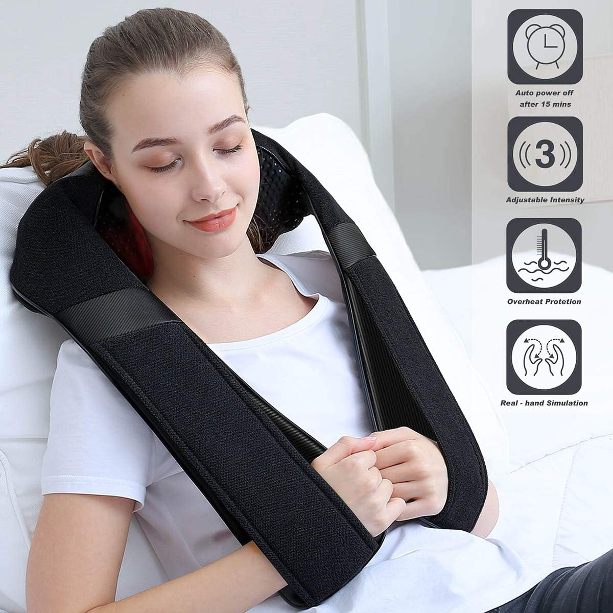 Shiatsu Neck and Shoulder Back Massager with Heat – Electric Deep Tissue Kneading Massage Pillow for Pain Relief and Relaxation – Perfect Gifts for Mother’S Day, Father’S Day, Birthdays, and Christmas