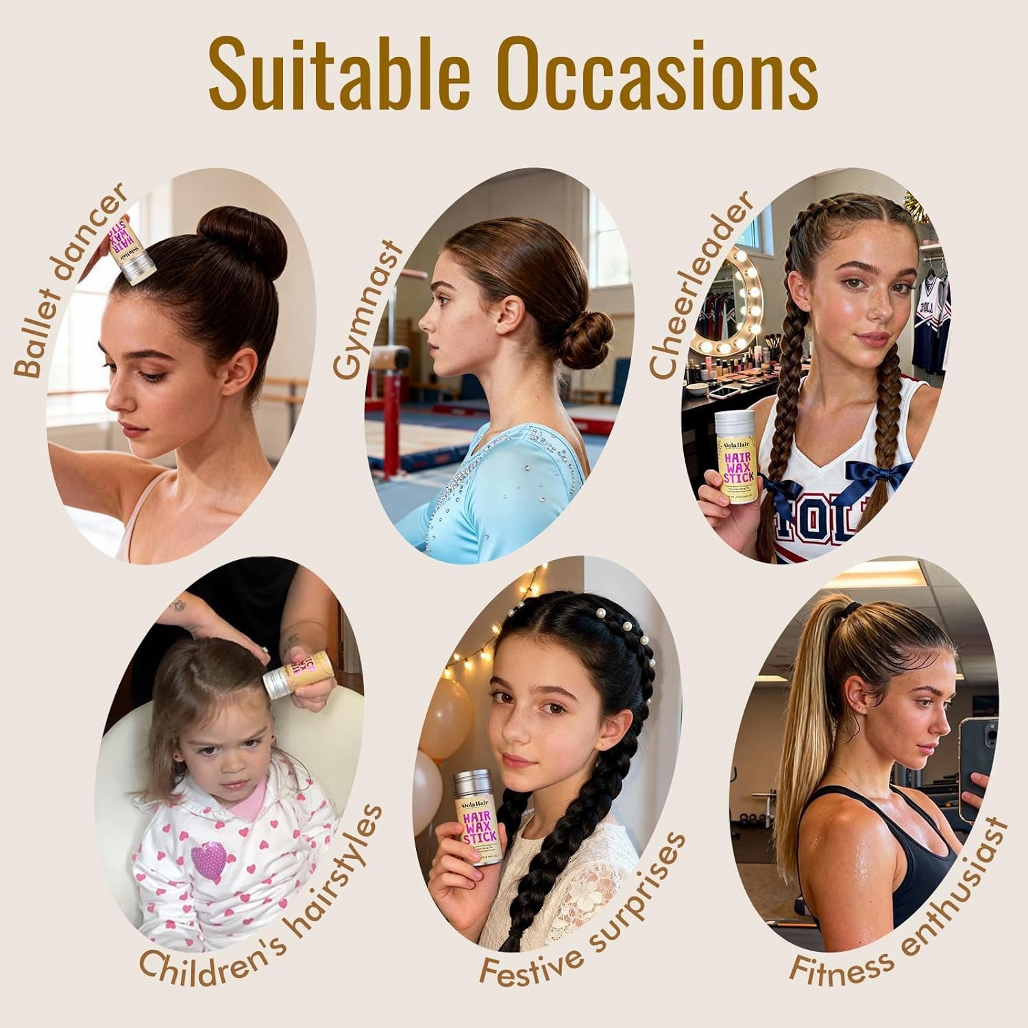 Hair Wax Stick - Flyaway Control and Styling Pomade for Kids, Women, and Men - Accessorie Slick Back Hair Brush Kit Hair Bun Maker (Pack of 4)