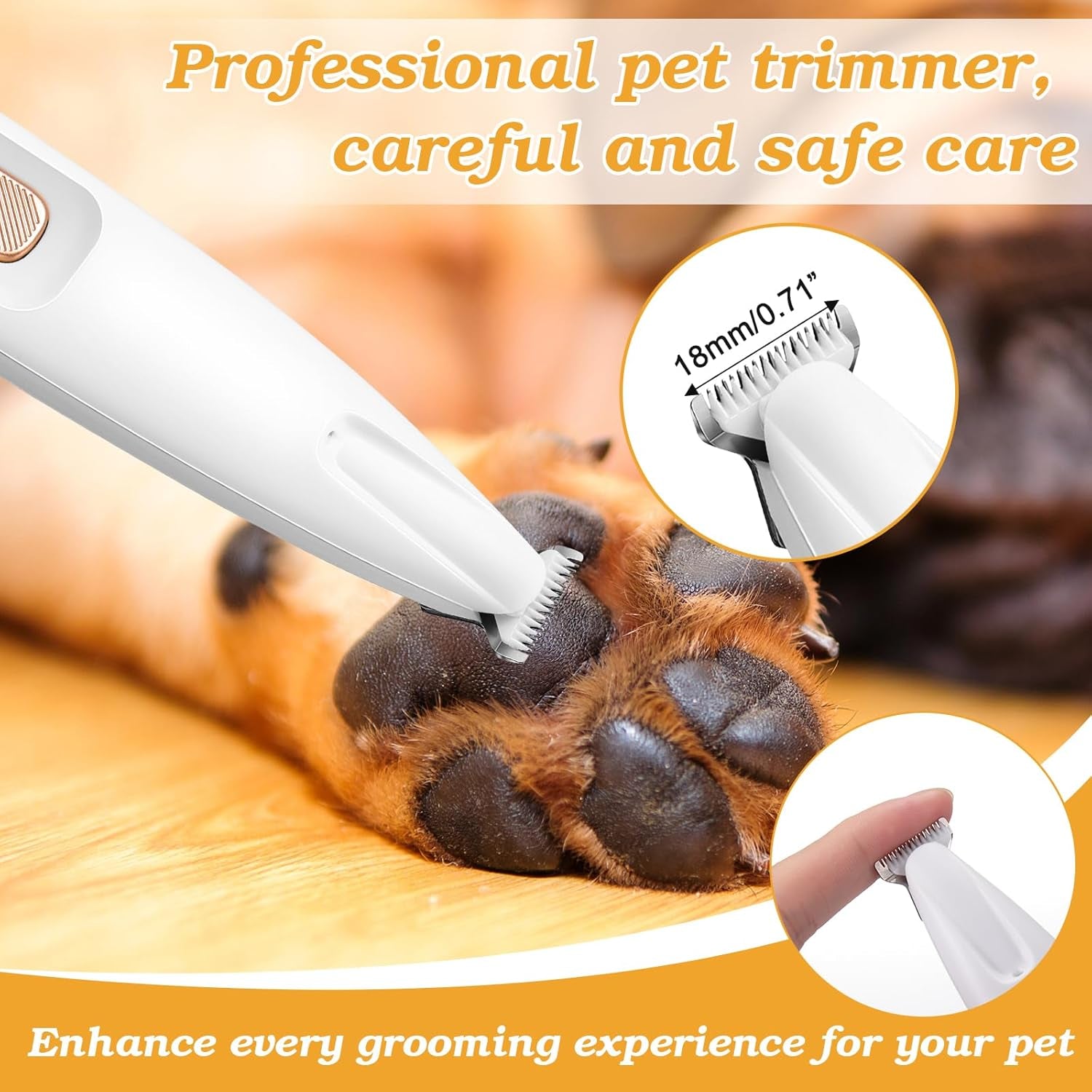 Dog Paw Trimmer, Upgraded 18Mm-Blade Electric Dog Clippers for Groomming-With Led Display, Waterproof Pet Micro Precisiion Trimmer, Rechargeable Hair Shaver for Paws, Ears, Face, Rump-And Eyes